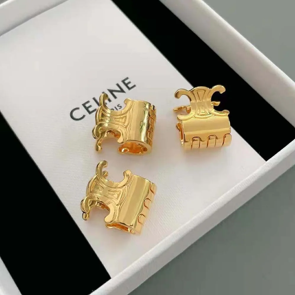 Celine Hair Accessories Set of 3 Mini Triomphe Claws in Brass with Gold Finish and Steel for Women Celine Hair Accessories Set of 3 Mini Triomphe Claws in Brass with Gold Finish and Steel for Women