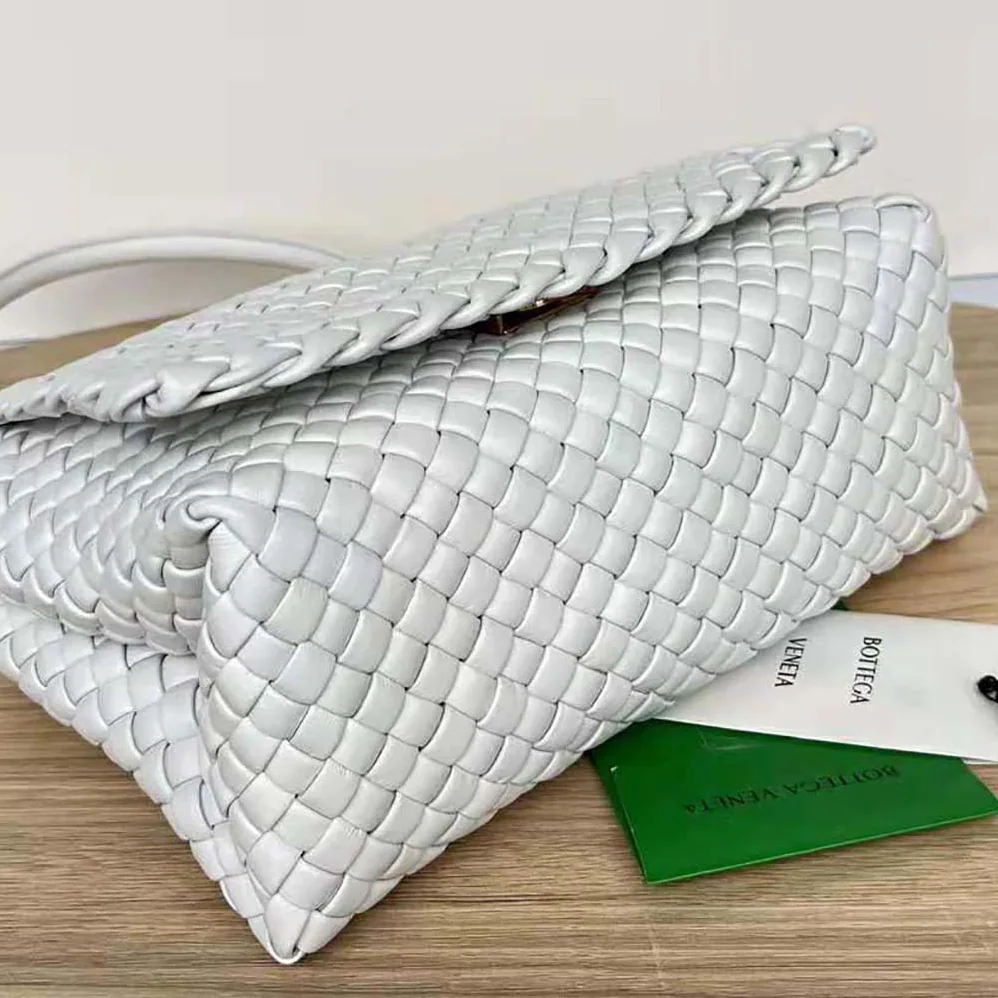 Bottega Veneta Patti Top Handle Bag in Lambskin for Women in White Bottega Veneta Patti Top Handle Bag in Lambskin for Women in White