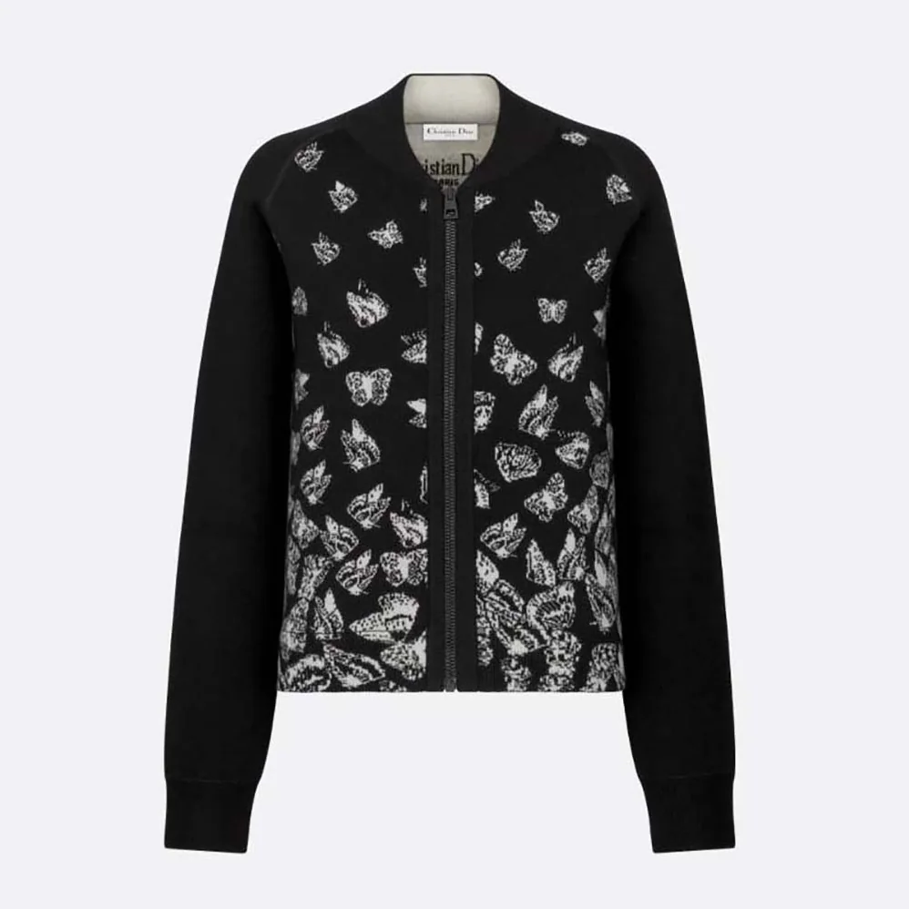 Dior Dioralps Reversible Bomber Jacket Black Technical Cashmere Knit for Men