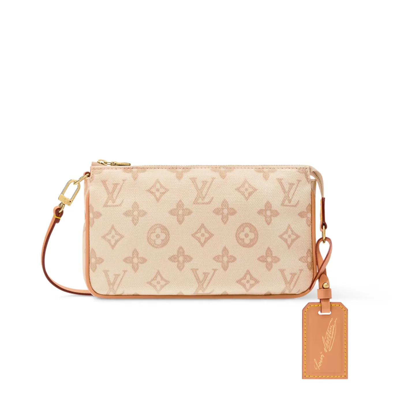 Louis Vuitton Pochette Accessoires Shoulder Bag / Linen Monogram Origine Gold Hardware