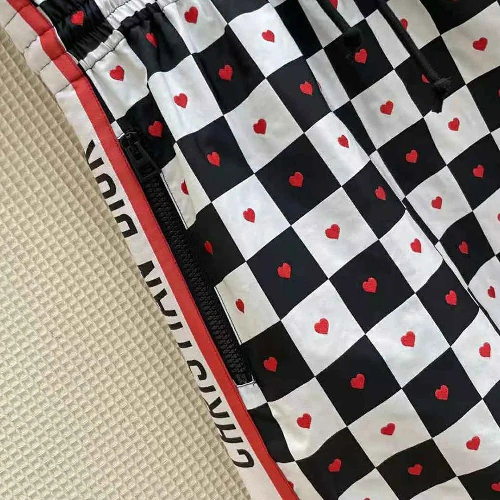 Dior Dioramour Hooded Short Dress Black White and Red D-Chess Heart Technical Taffeta Jacquard for Women Dior Dioramour Hooded Short Dress Black White and Red D-Chess Heart Technical Taffeta Jacquard for Women