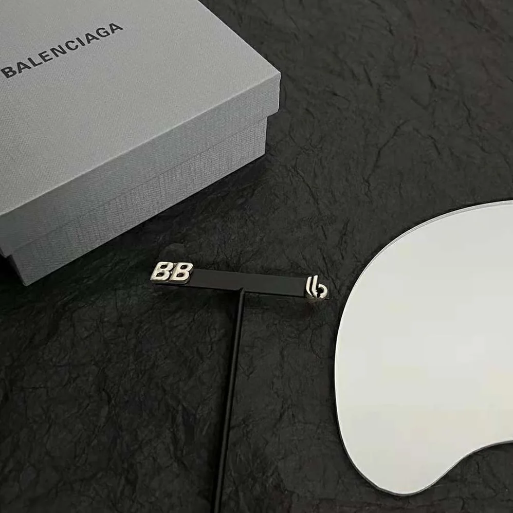 Balenciaga Logomania BB Double B Earrings in Antique Silver Brass for Women Balenciaga Logomania BB Double B Earrings in Antique Silver Brass for Women