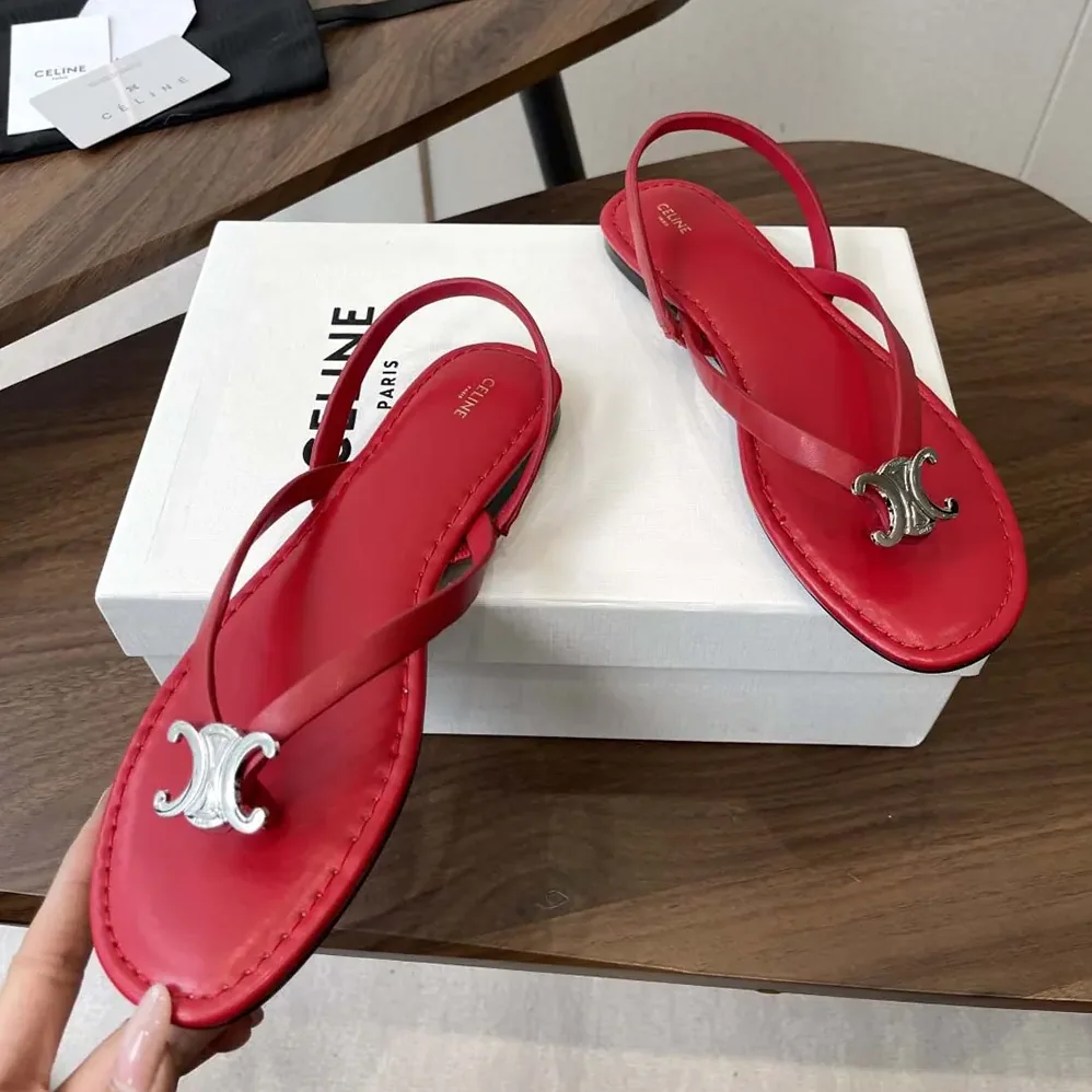 Celine Biki Sandal in Calfskin for Women in Red Celine Biki Sandal in Calfskin for Women in Red