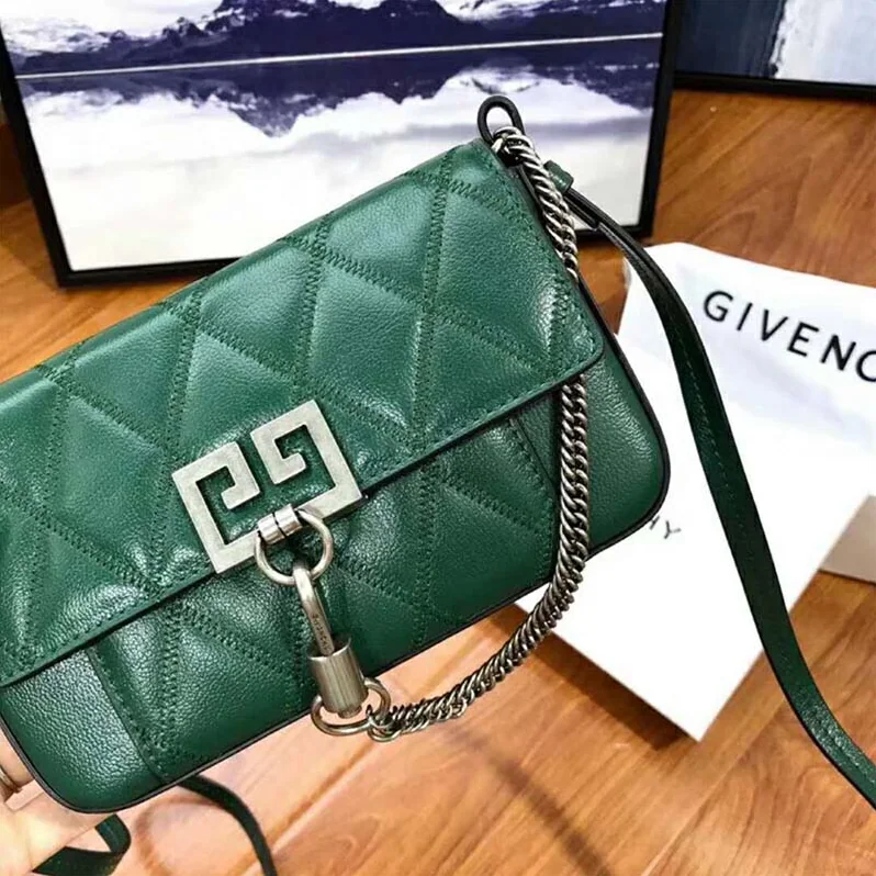 Givenchy Mini Pocket Bag in Diamond Quilted Leather for Women in Green