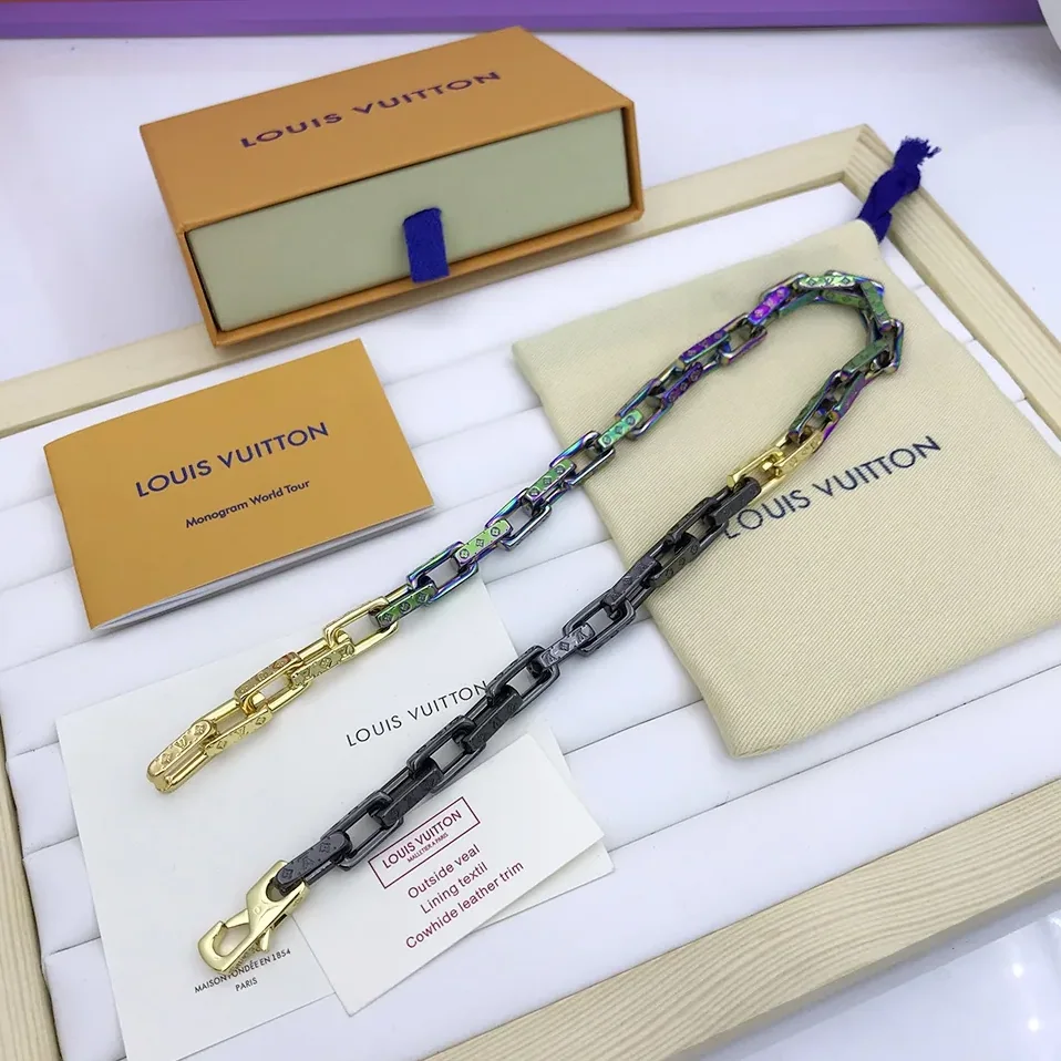 Louis Vuitton Combinating Color Monogram Chain Necklace Multicolor