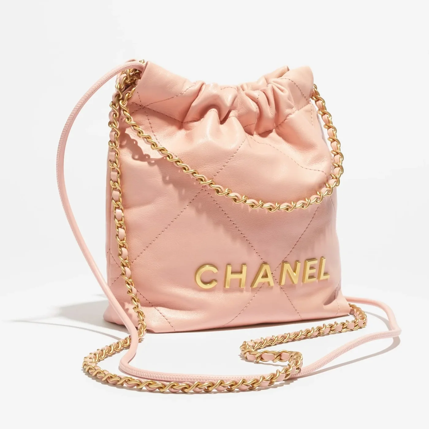 Chanel 22 Mini Crossbody Bag in Light Pink Gold Hardware