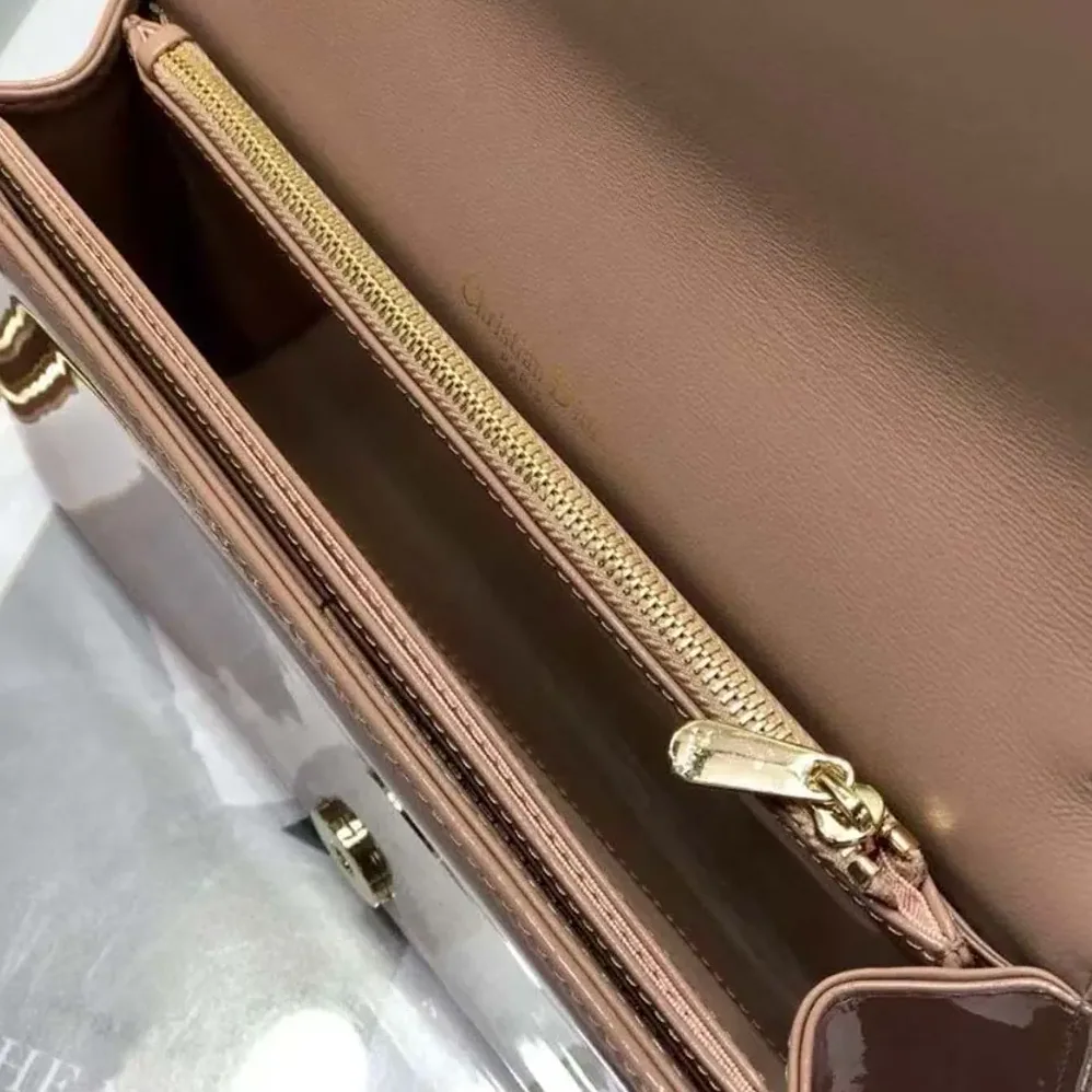 Dior Lady Dior Pouch Patent Cannage Calfskin in Sandy