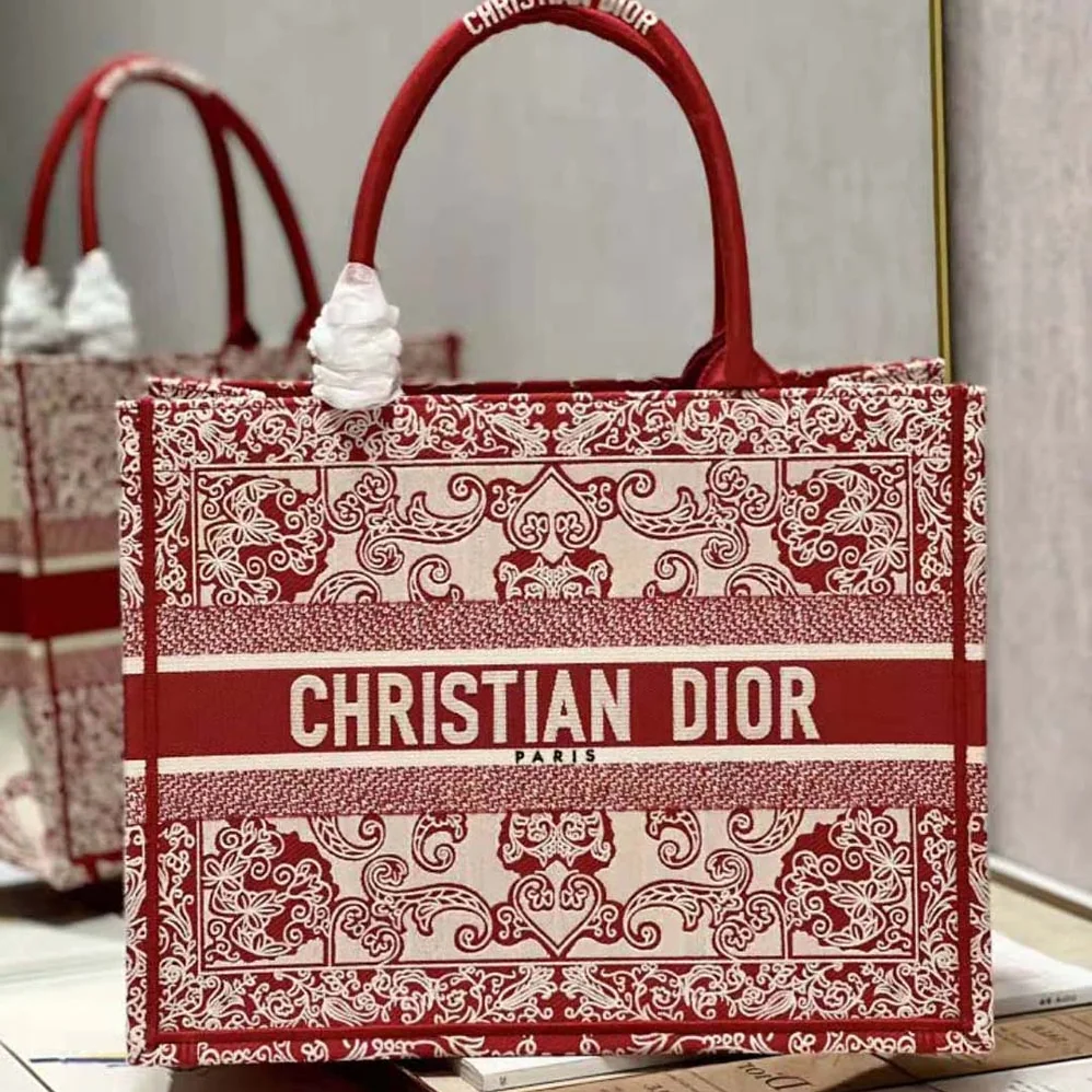 Dior Medium Dior Book Tote White and Red Dior Bandana Embroidery for Women Dior Medium Dior Book Tote White and Red Dior Bandana Embroidery for Women