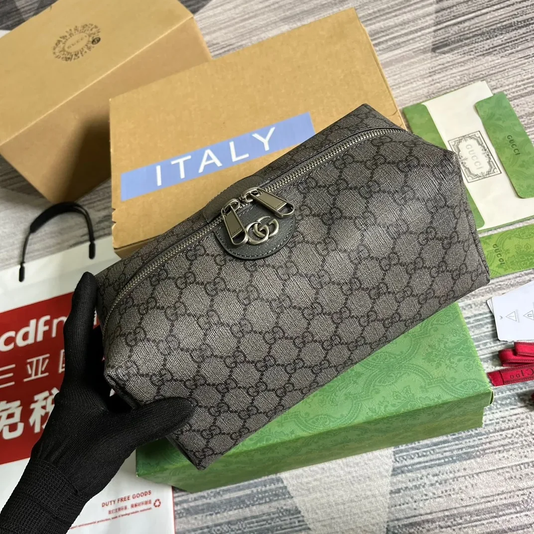 Gucci Ophidia GG Toiletry Case Supreme Canvas Grey /