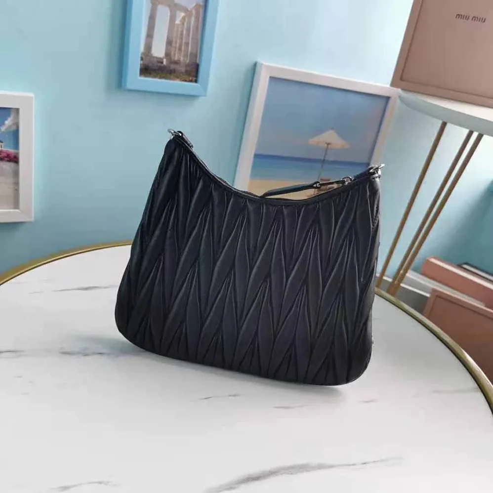Miu Miu Small Matelassé Nappa Leather Shoulder Bag for Women in Black