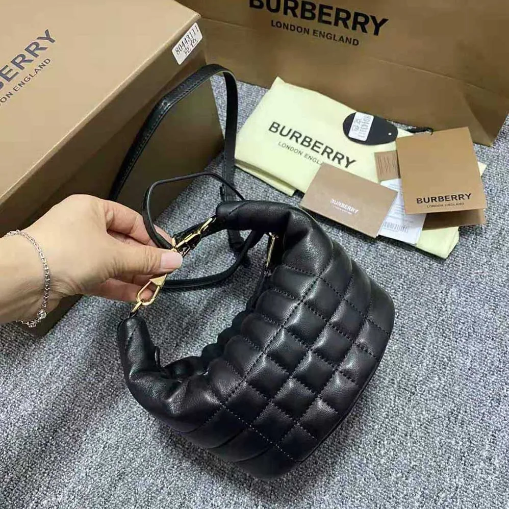 Burberry Small Quilted Lambskin Crescent Lola Bag for Women in Black Burberry Small Quilted Lambskin Crescent Lola Bag for Women in Black
