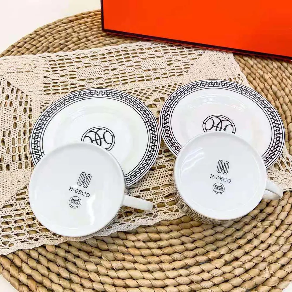 Hermes H Deco Tea Cup and Saucer for Unisex Hermes H Deco Tea Cup and Saucer for Unisex