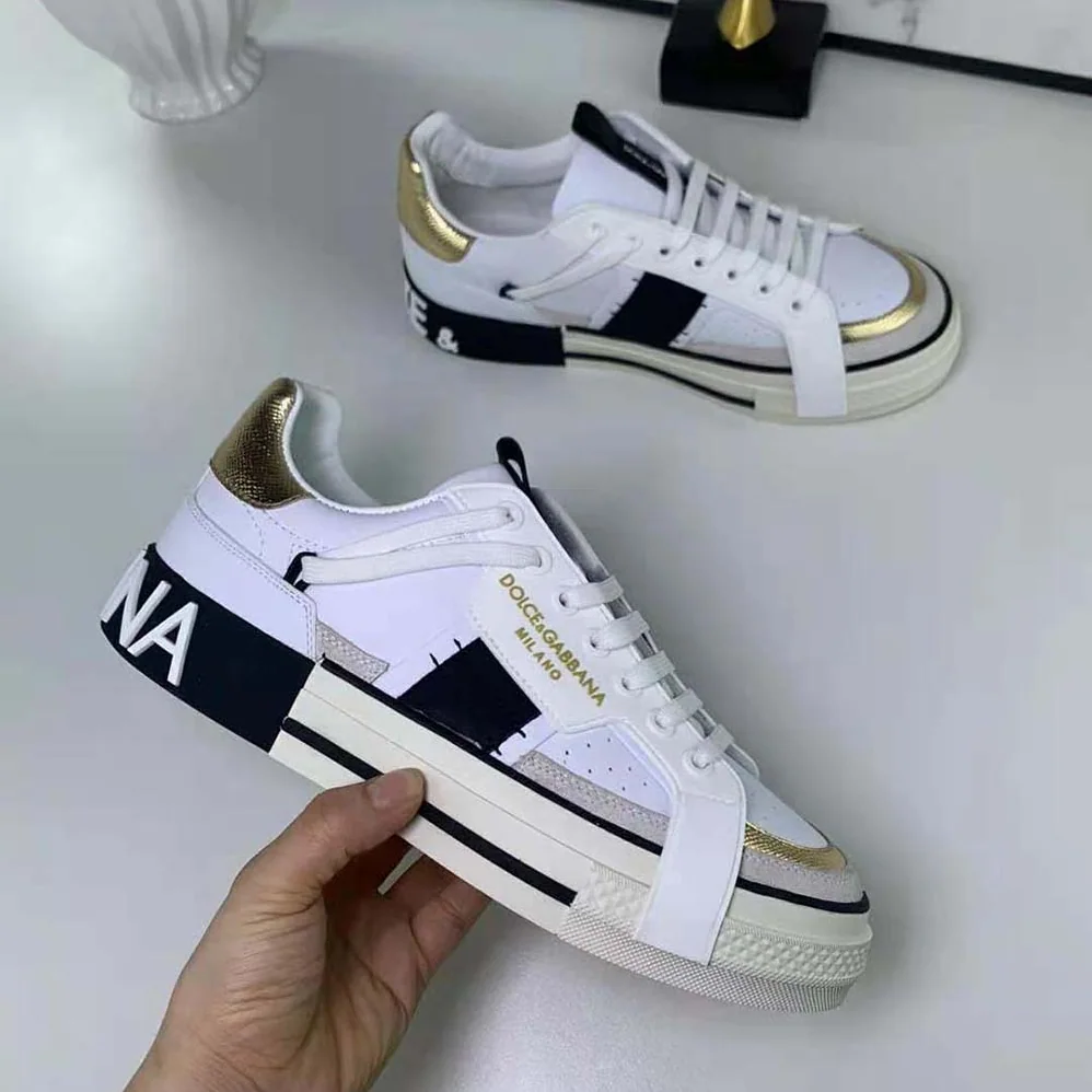 Dolce Gabbana D&G Calfskin 2.Zero Custom Sneakers with Contrasting Details for Women in Black Dolce Gabbana D&G Calfskin 2.Zero Custom Sneakers with Contrasting Details for Women in Black