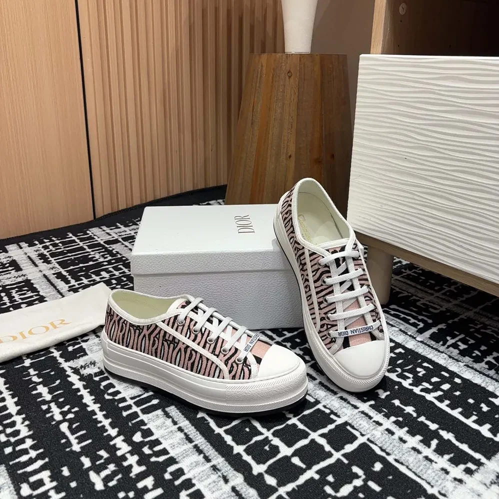 Dior Walk'n'Dior Platform Sneaker Embroidered Cotton for Women in Pink