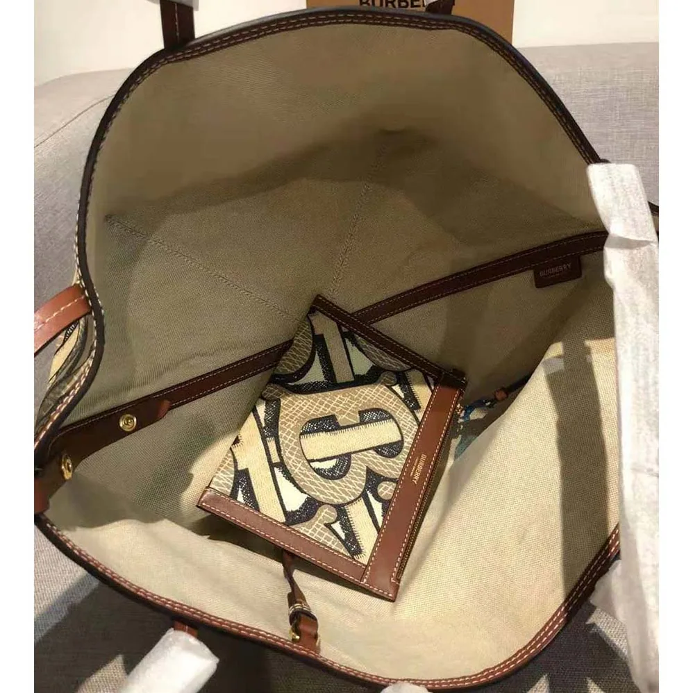Burberry Mini Monogram Print E-canvas Beach Tote for Women in Brown