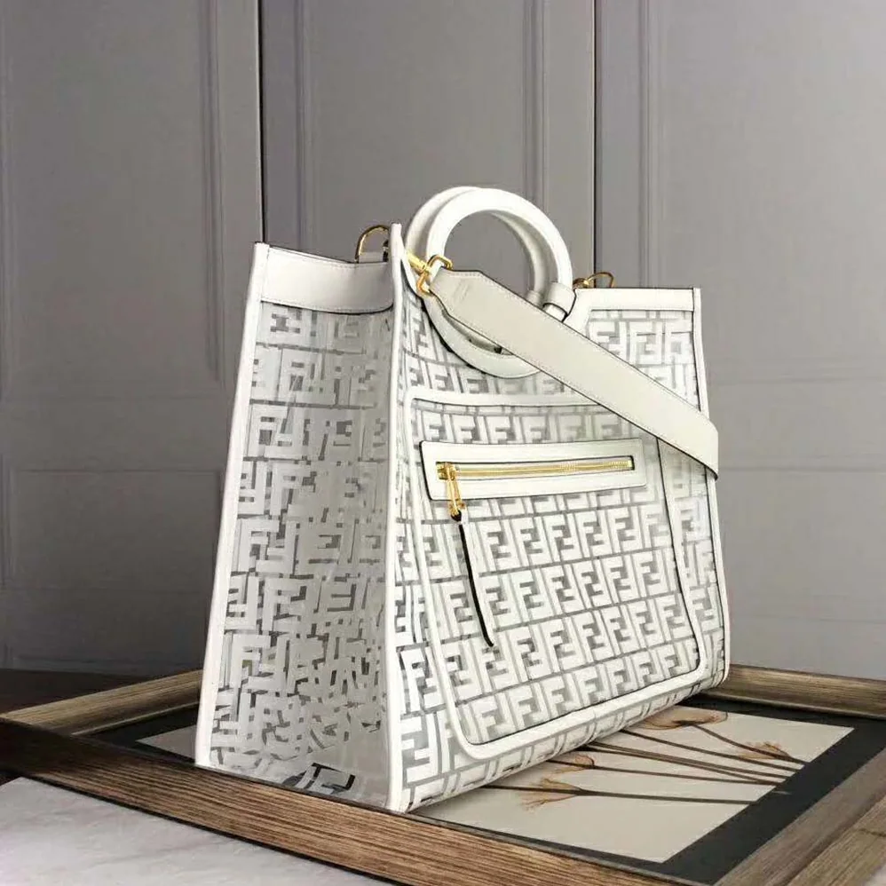 Fendi Runaway Shopper PU Bag for Women in White