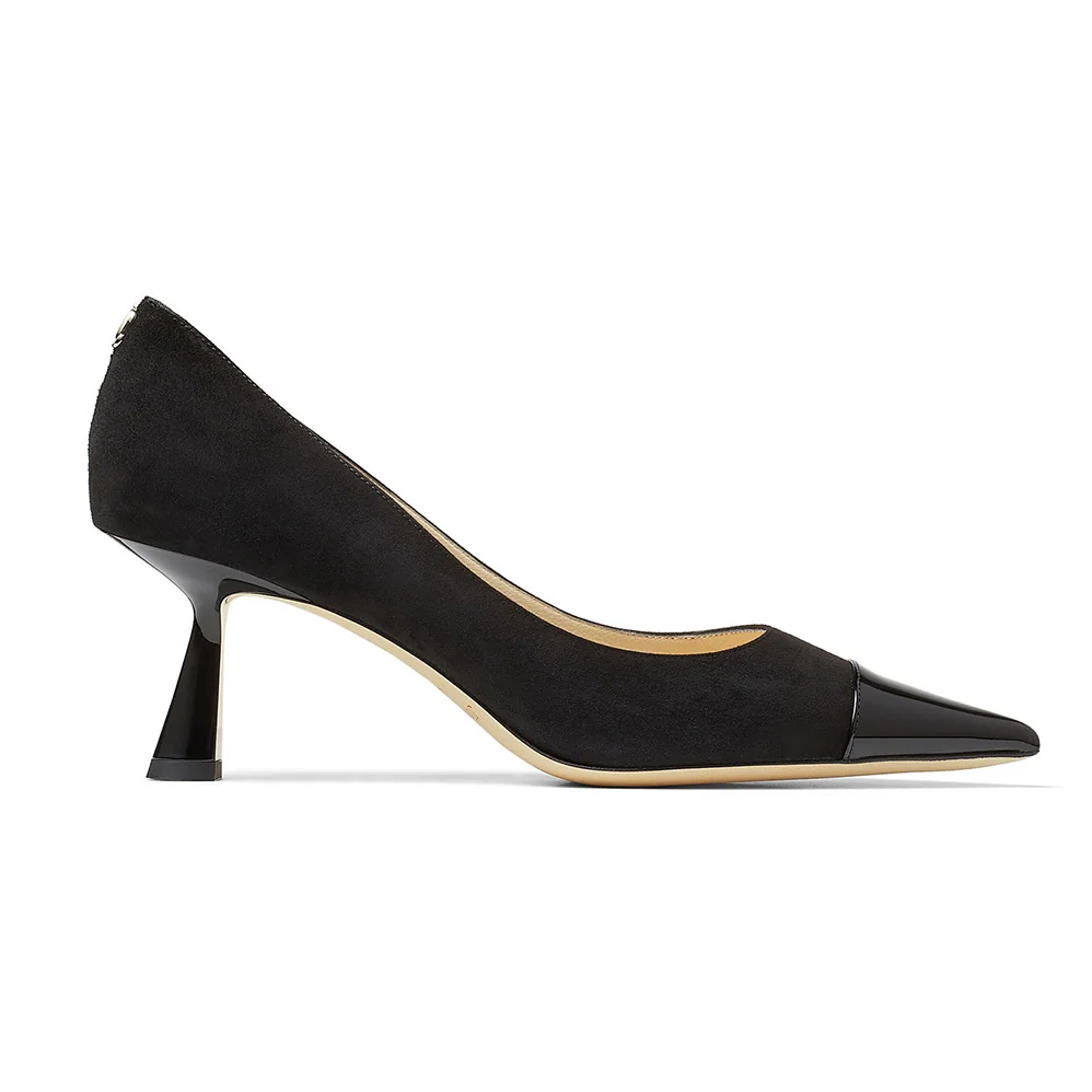 Jimmy Choo RENE 65 Black Suede and Patent Leather Pointed Pumps for Women