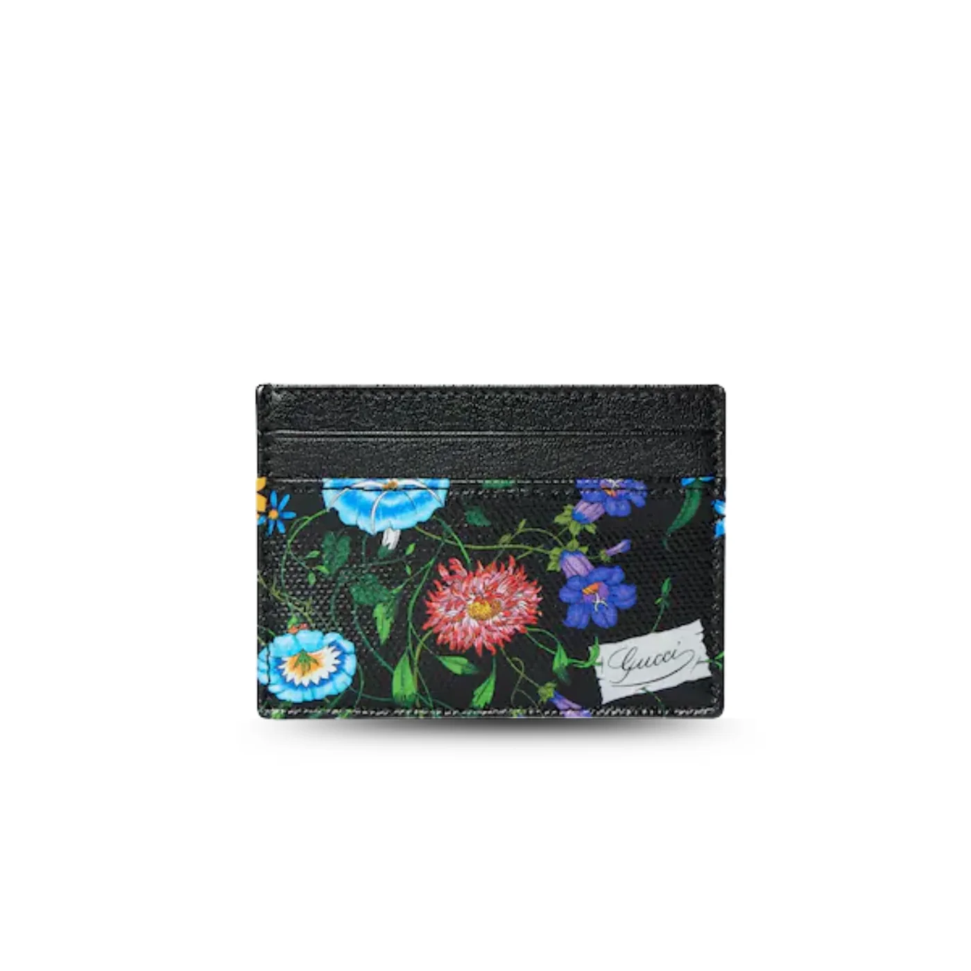 Gucci Flora Motif Card Case / Black/ Multicolor Palladium Hardware ? FAF8S 1055 Gucci Flora Motif Card Case / Black/ Multicolor Palladium Hardware ? FAF8S 1055