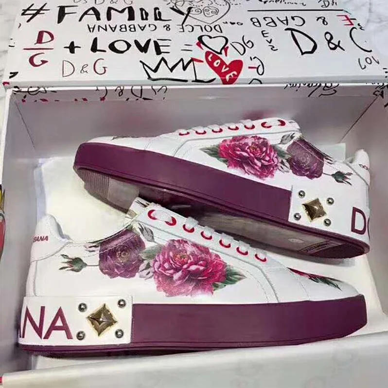 Dolce Gabbana D&G Shoes Zapatillas Pportofino De Becerro Estampado Con Aplicaciones for Women