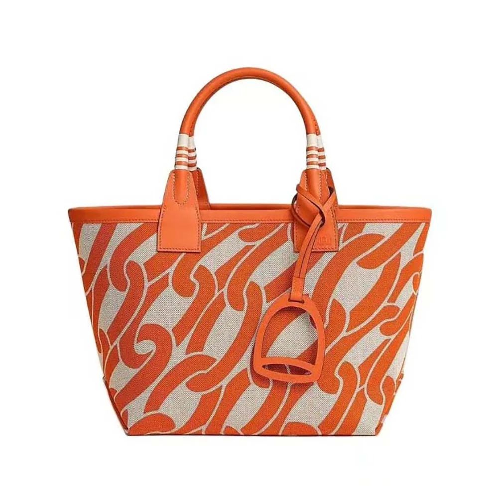 Hermes Steeple 25 Ecru Tote Bag for Unisex in Orange