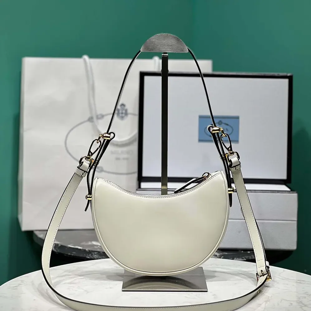 Prada Arqué Mini Leather Shoulder Bag for Women in White Prada Arqué Mini Leather Shoulder Bag for Women in White