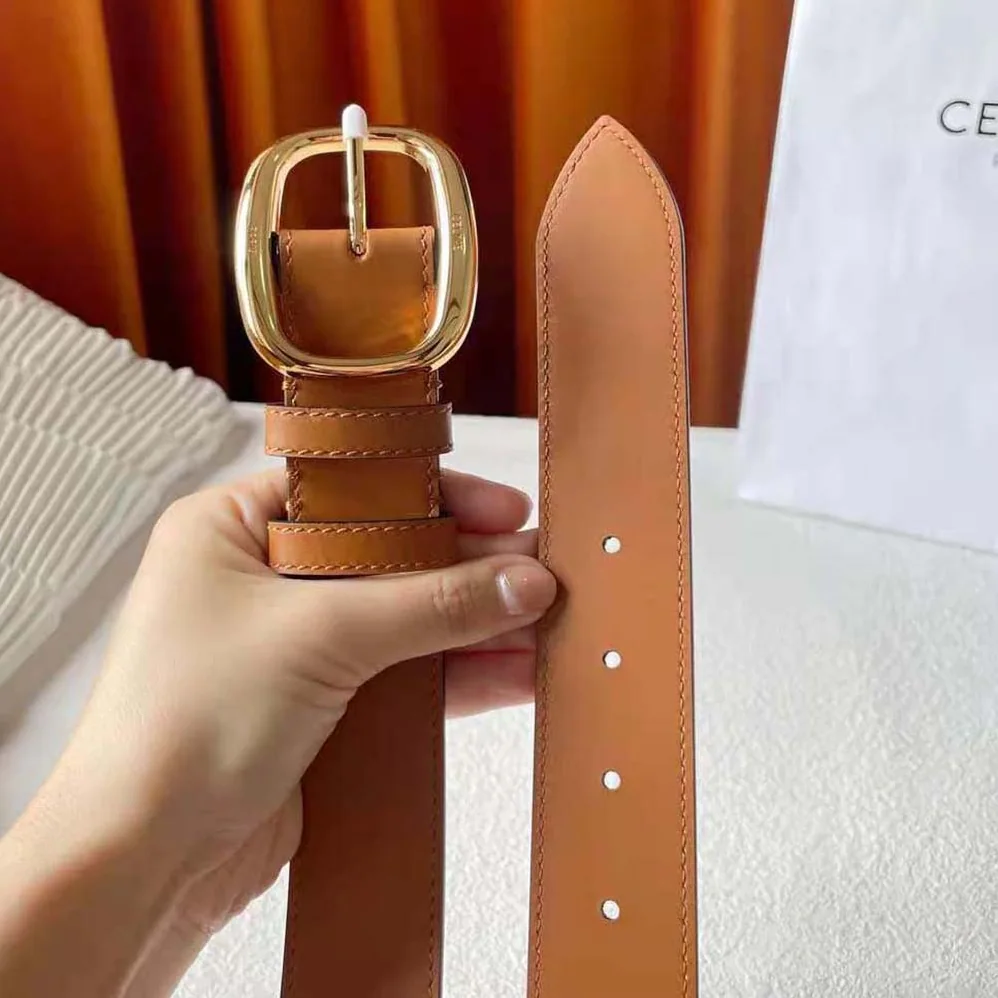 Celine Medium Twin Triomphe Belt in Vintage Calfskin for Women in Brown