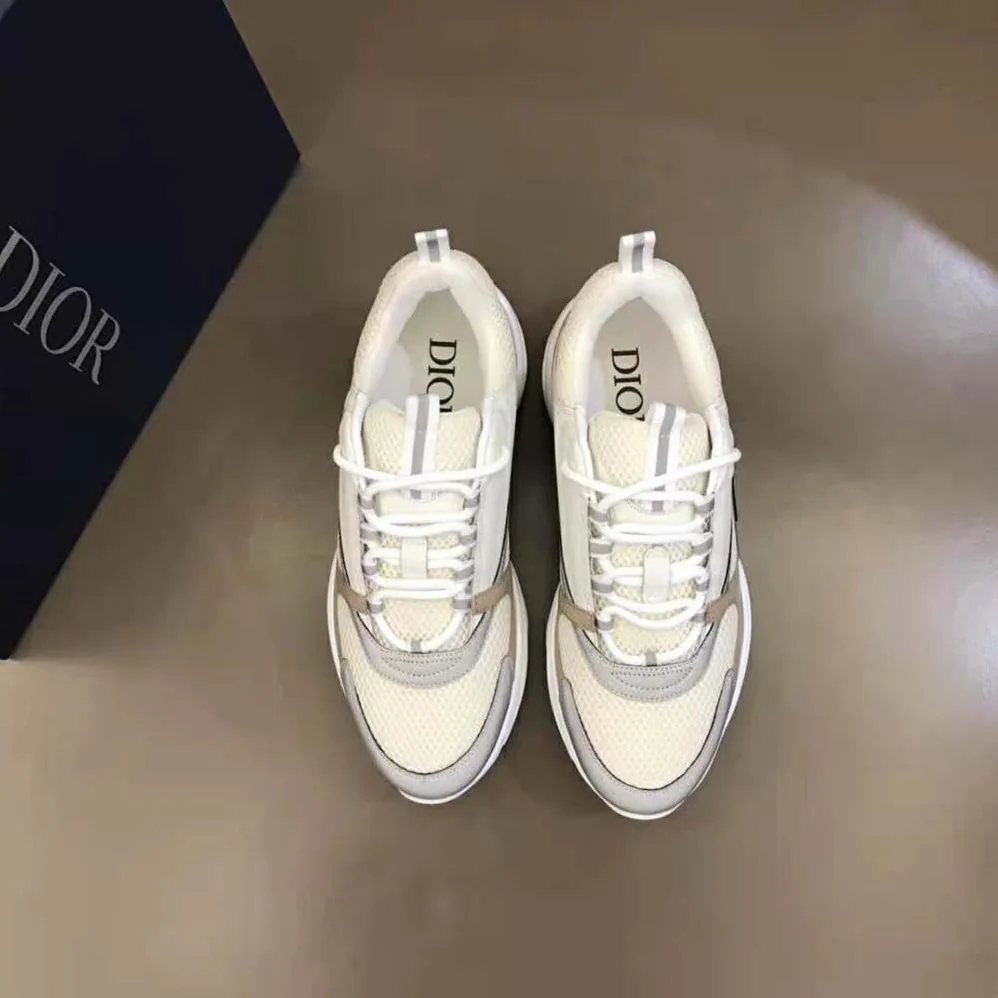 Dior B22 Sneaker Cream Technical Mesh with Beige and White Smooth Calfskin for Men Dior B22 Sneaker Cream Technical Mesh with Beige and White Smooth Calfskin for Men