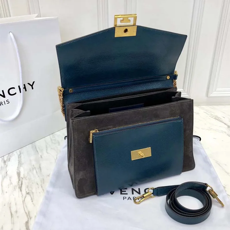 Givenchy Small Gv3 Bag in Leather and Suede for Women in Navy