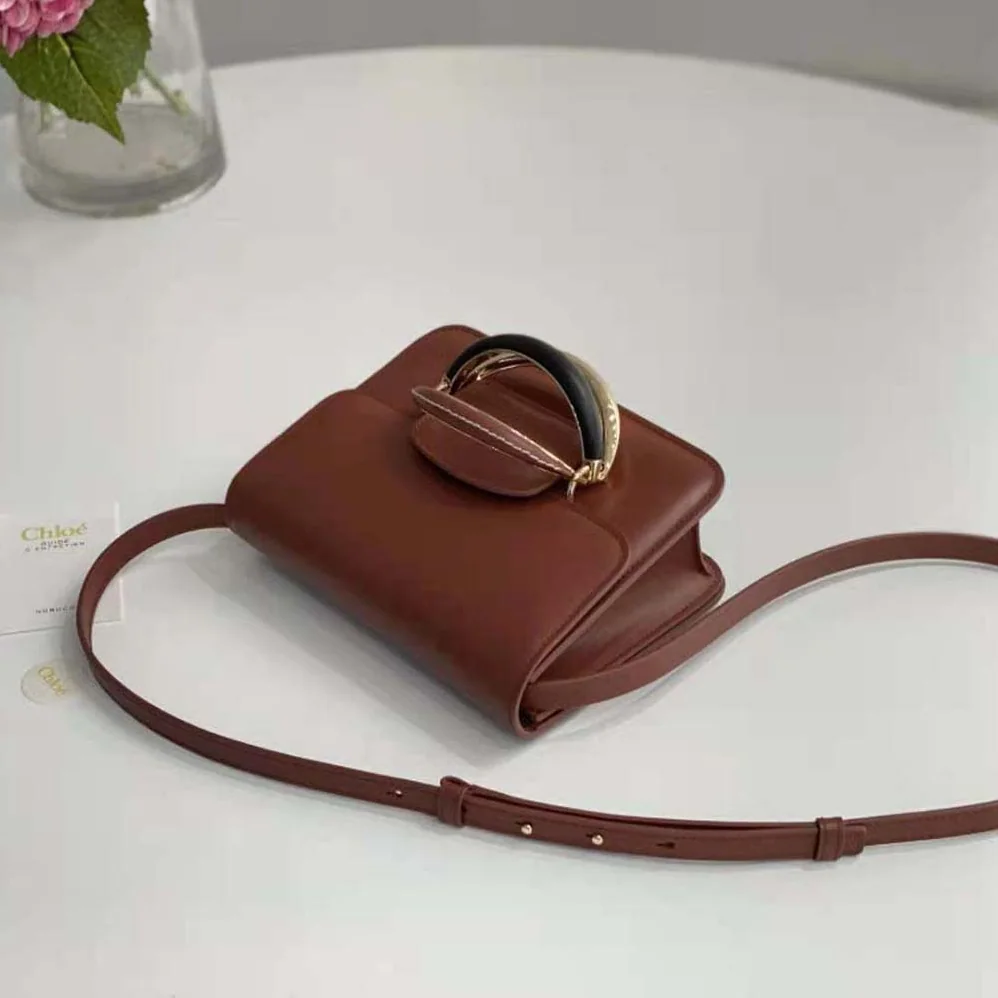Chloe Kattie Cross-Body Bag in Shiny Calfskin for Women in Brown Chloe Kattie Cross-Body Bag in Shiny Calfskin for Women in Brown