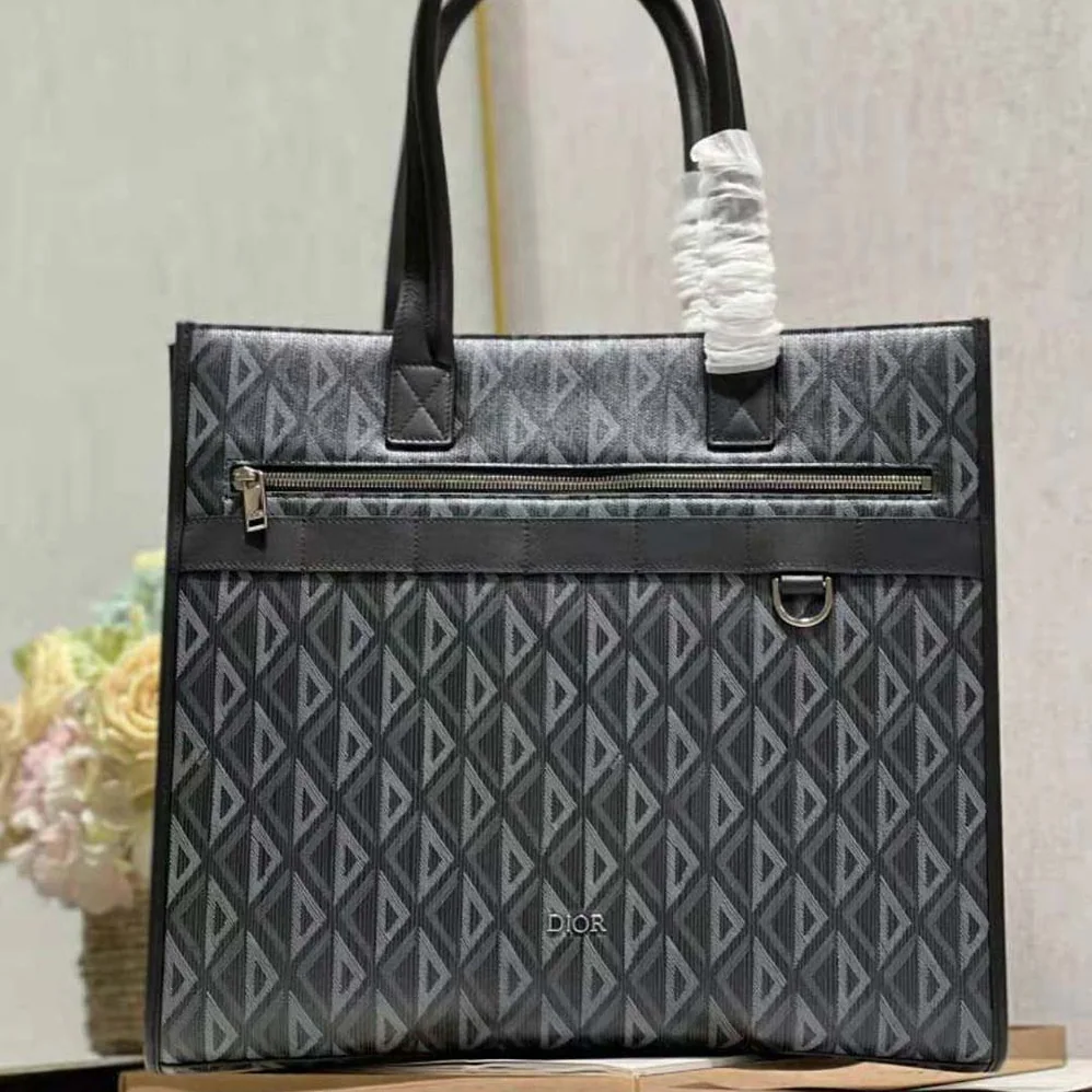 Dior Safari Tote Bag Black CD Diamond Canvas for Men Dior Safari Tote Bag Black CD Diamond Canvas for Men