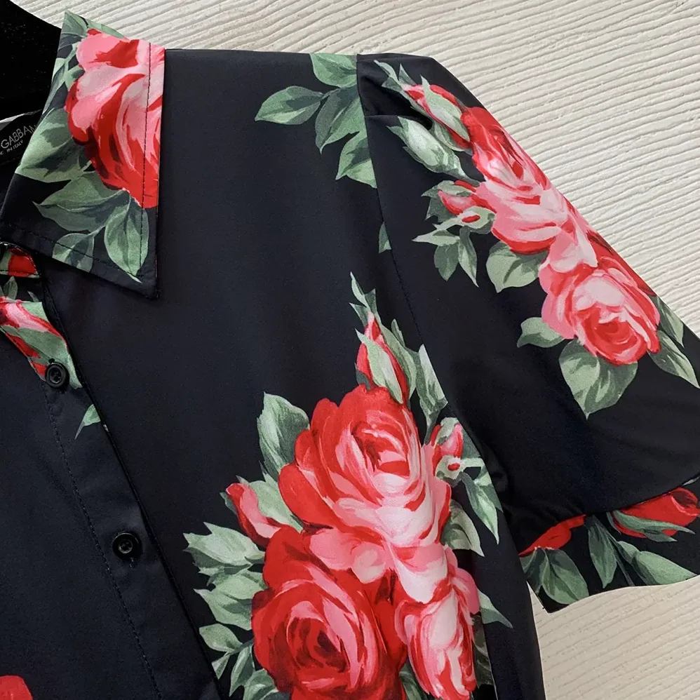 Dolce Gabbana D&G Rose Bouquet for Women in Print Poplin Shirt Dress