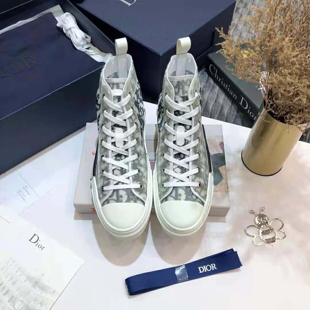 Dior B23 High-Top Sneaker White and Black Dior Oblique Canvas for Men