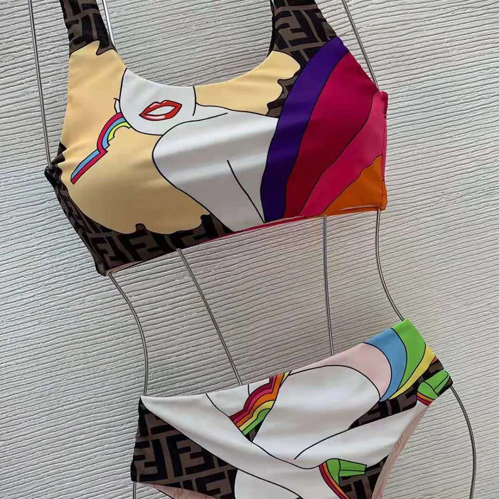 Fendi Swimsuit Multicolor Lycra Bikini for Women in Pink Fendi Swimsuit Multicolor Lycra Bikini for Women in Pink