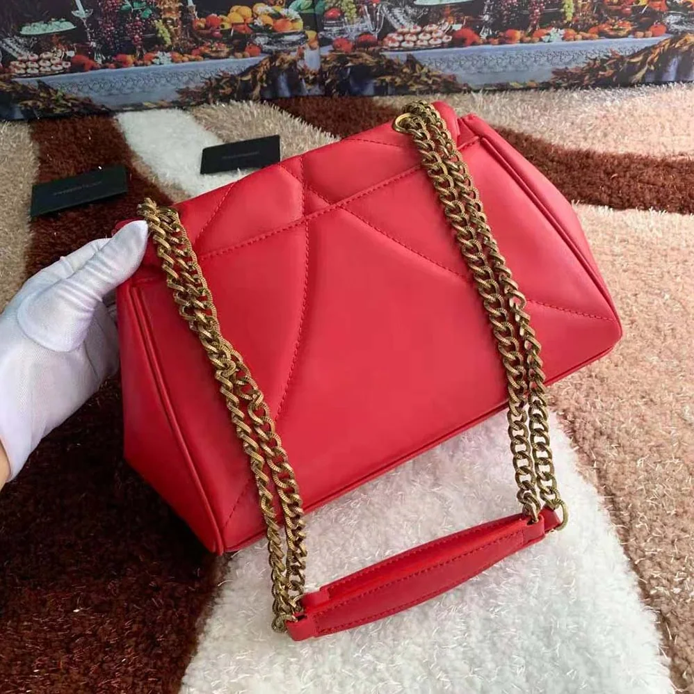 Dolce Gabbana D&G Large Devotion Shoulder Bag in Quilted Nappa Leather for Women in Red
