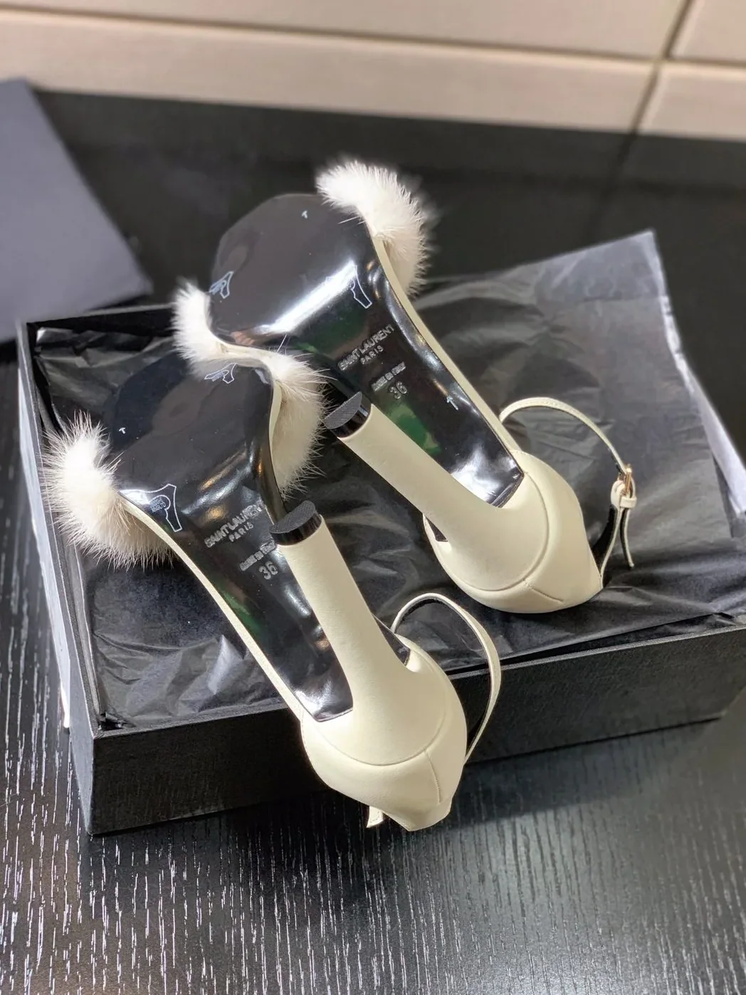 Saint Laurent Bea Ankle Strap Sandals White Saint Laurent Bea Ankle Strap Sandals White