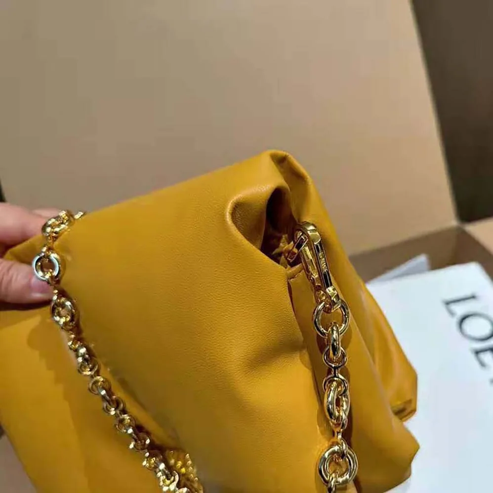 Loewe Puffer Goya Bag in Shiny Nappa Lambskin for Women in Brown
