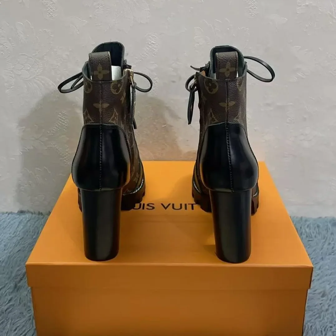 Louis Vuitton Star Trail Ankle Boots Patent Monogram Material Black 1A2Y7P