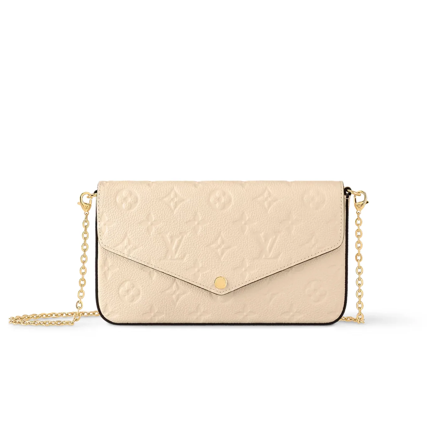 Louis Vuitton Pochette Felicie Shoulder Bag / Cream Monogram Empreinte Gold Hardware