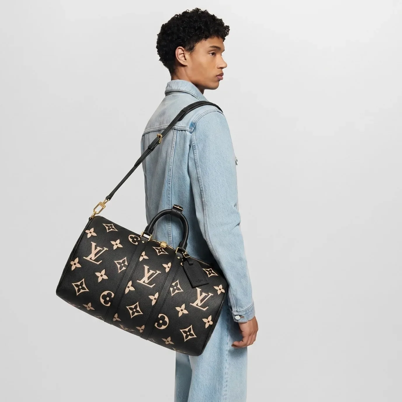 Louis Vuitton Keepall Bandouliere 45 Travel Bag in Black Gold Hardware Louis Vuitton Keepall Bandouliere 45 Travel Bag in Black Gold Hardware