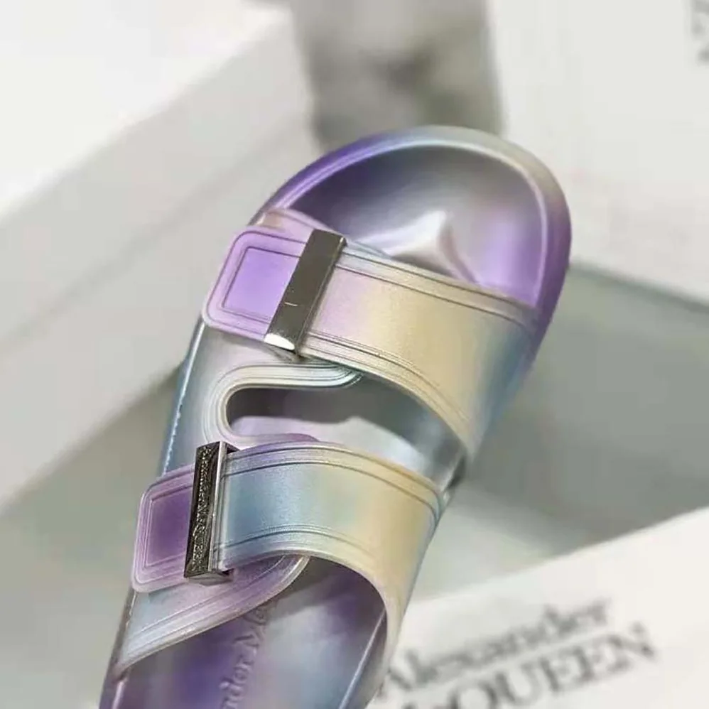 Alexander Mcqueen Oversized Hybrid Slide in Silver for Women