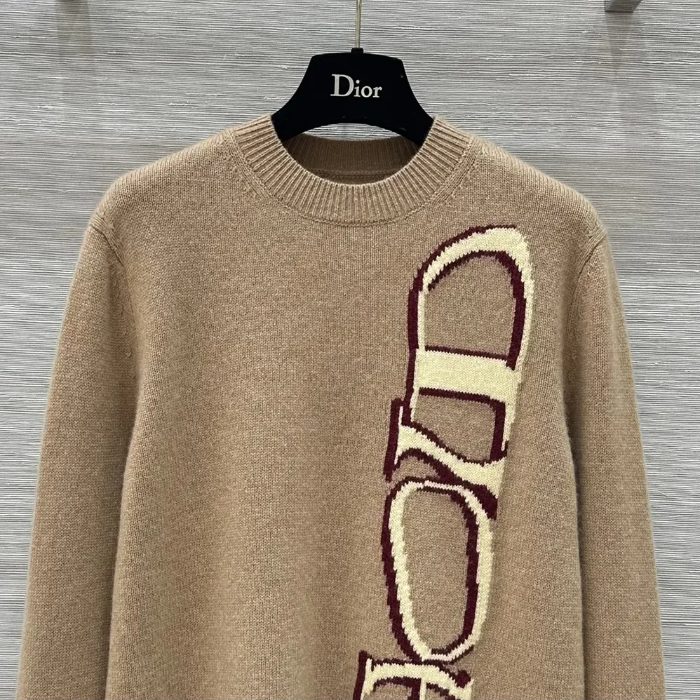 Dior DIOR AND LEWIS HAMILTON Sweater Brown Virgin Wool and Cashmere Intarsia for Men