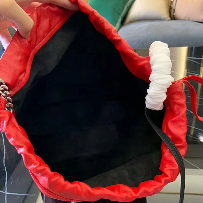 Saint Laurent YSL Teddy Drawstring Bag Smooth Leather for Women in Red Saint Laurent YSL Teddy Drawstring Bag Smooth Leather for Women in Red