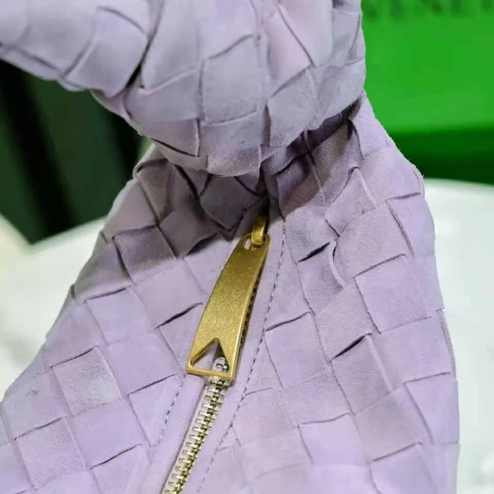Bottega Veneta Mini Jodie Mini Intrecciato Suede Top Handle Bag for Women in Purple