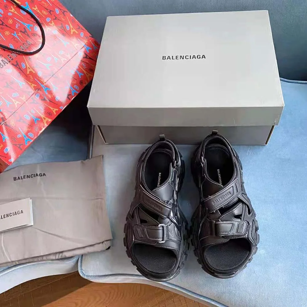 Balenciaga Track Sandal in Black Neoprene and Rubber for Women