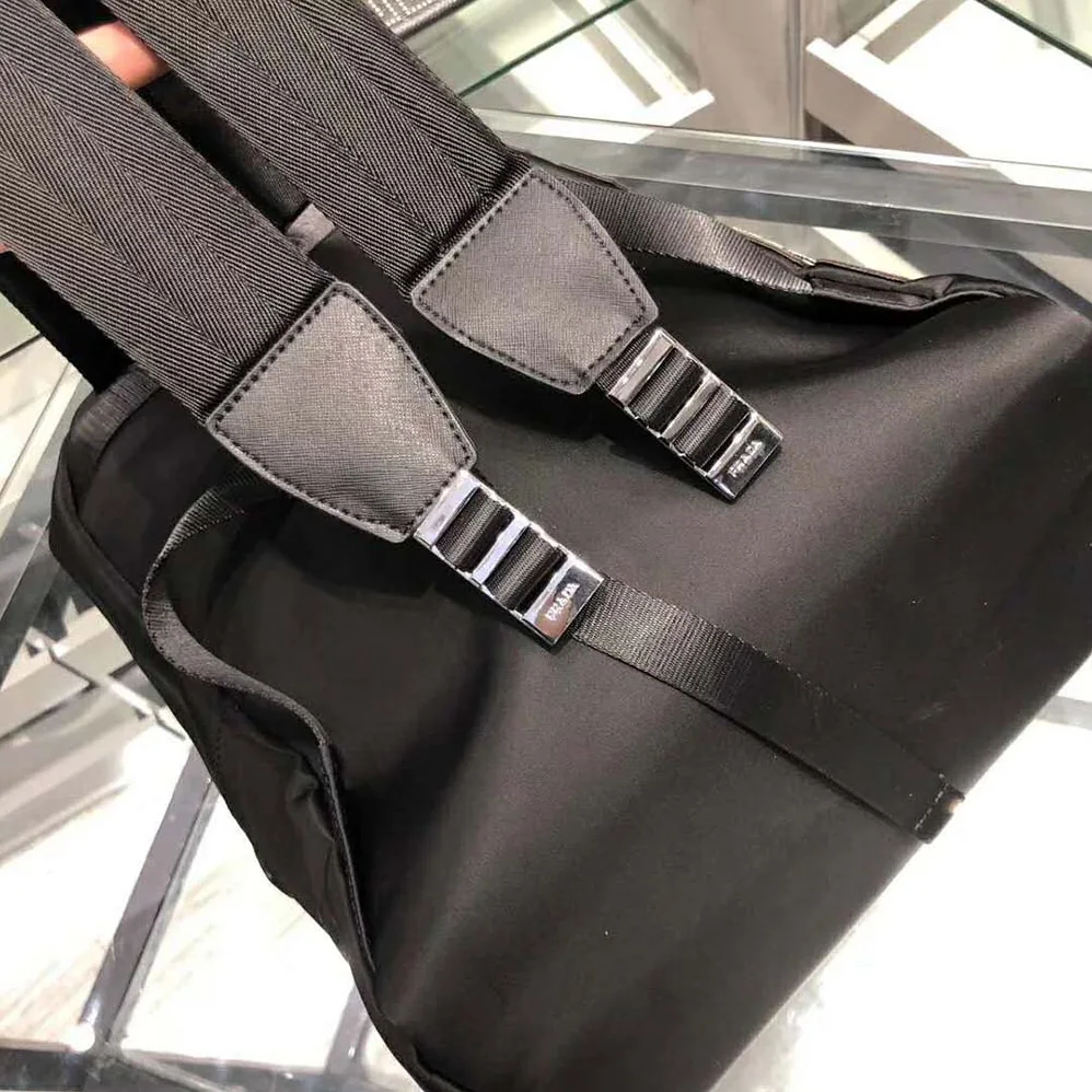 Prada Nylon and Saffiano Leather Backpack for Men in Black Prada Nylon and Saffiano Leather Backpack for Men in Black