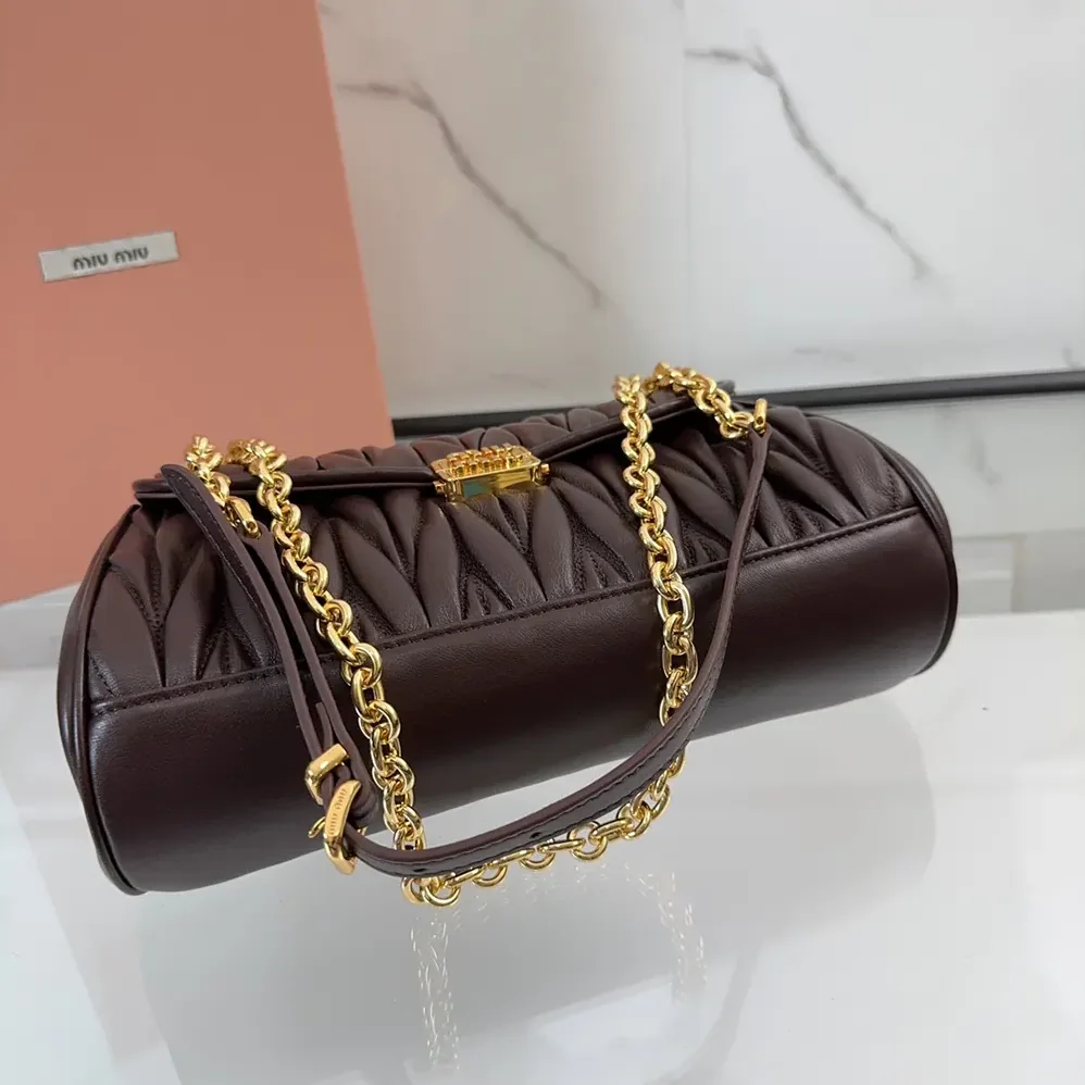 Miu Miu Matelassé Nappa Leather Shoulder Bag for Women in Bordeaux