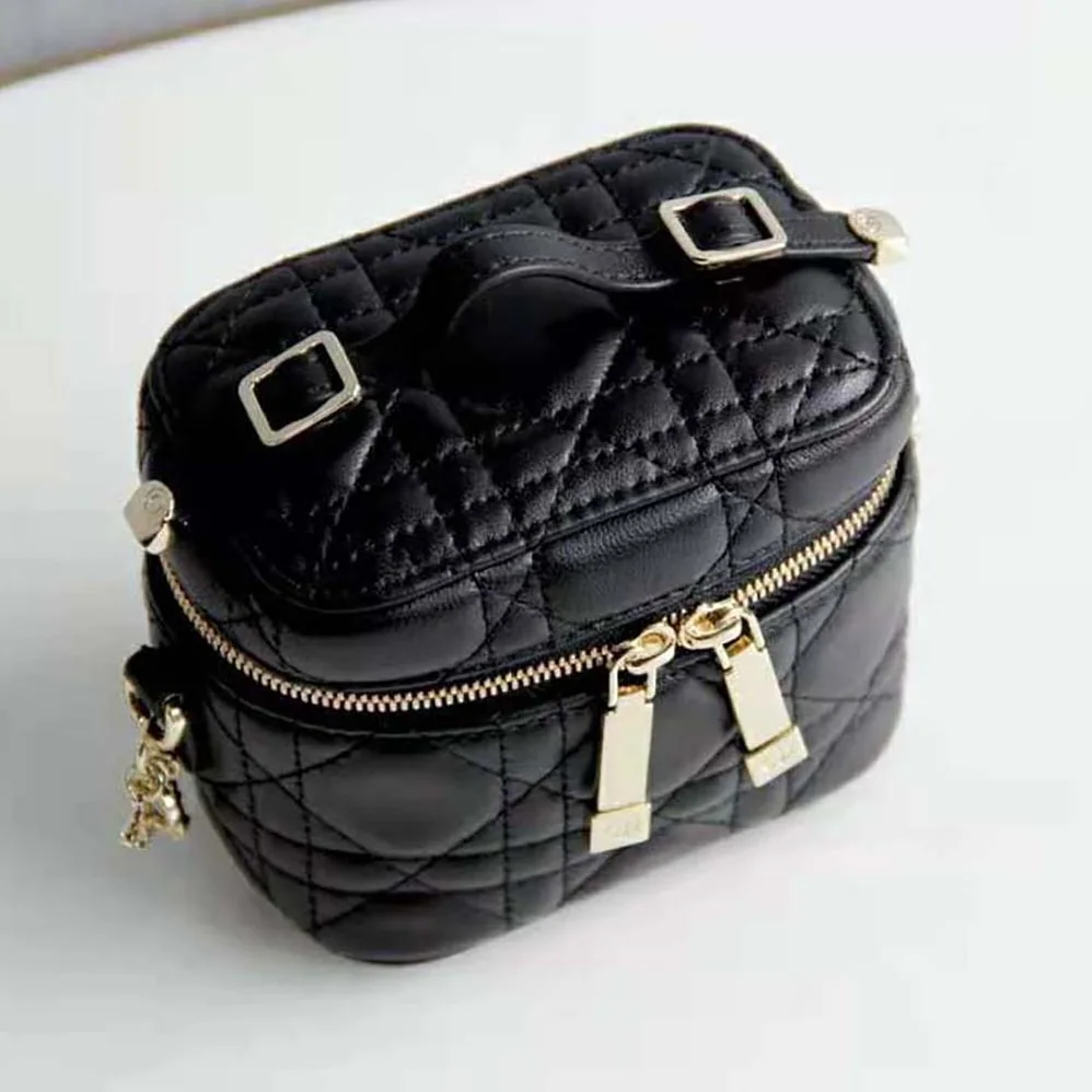 Dior Micro Lady Dior Vanity Case Cannage Lambskin for Women in Black Dior Micro Lady Dior Vanity Case Cannage Lambskin for Women in Black