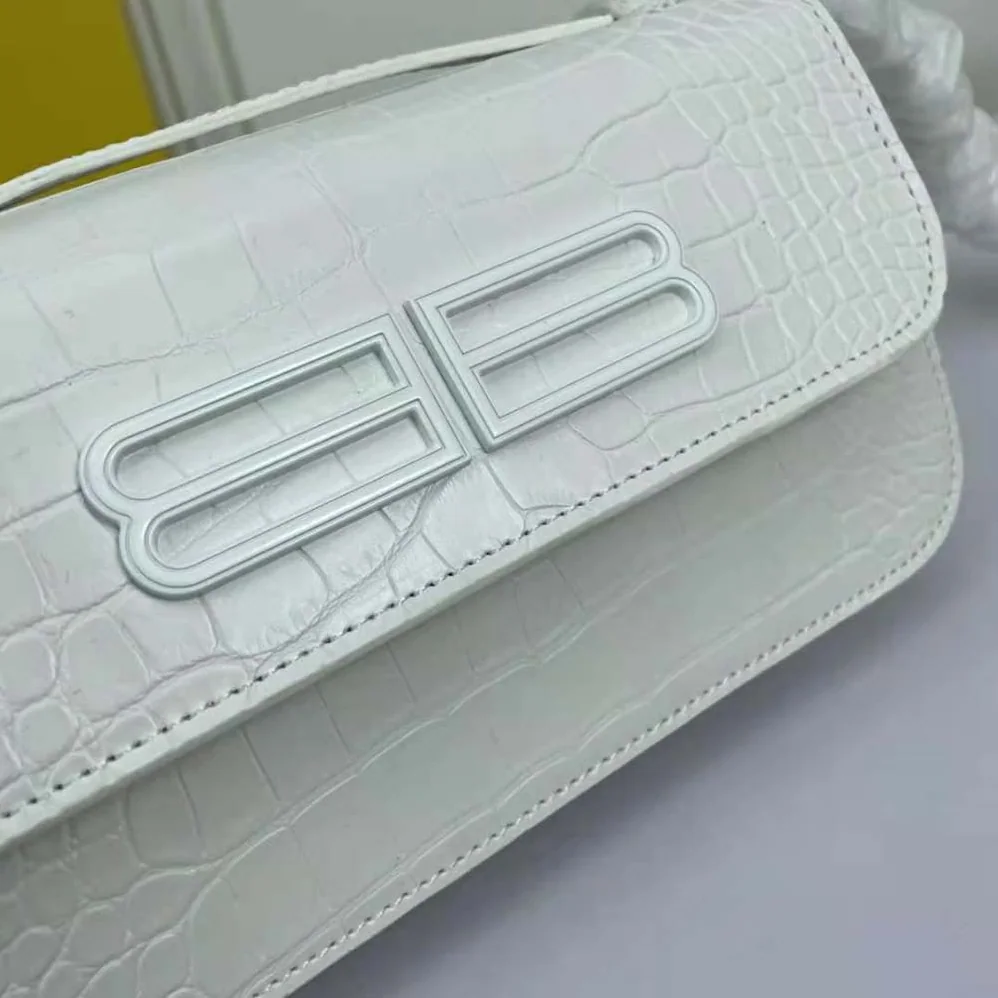 Balenciaga Gossip Small Bag in Extra Supple Crocodile Embossed Calfskin in White for Women Balenciaga Gossip Small Bag in Extra Supple Crocodile Embossed Calfskin in White for Women