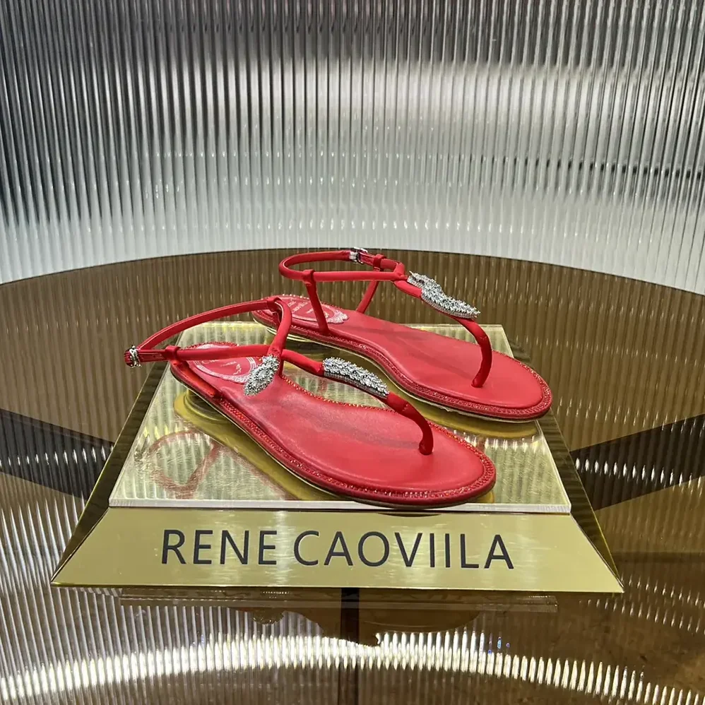 Rene Caovilla Serpente Red Thong Sandal 10 for Women