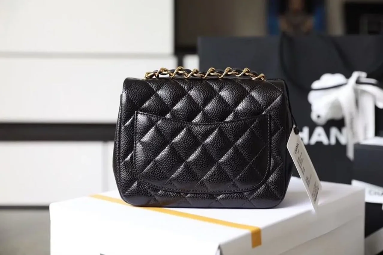Chanel Classic Flap Bag Mini Crossbody in Black Gold Hardware